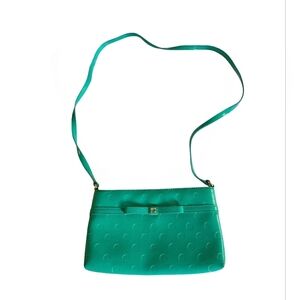 Kate Spade Camellia Street Purse Patent Leather Green Teal Bow Crossbody Bag
